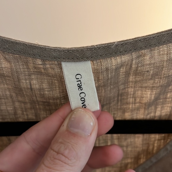 Grae Cove Luna 100% Linen V-Neck Summer Swing Dress | Midi Dress | size Large - Picture 7 of 9